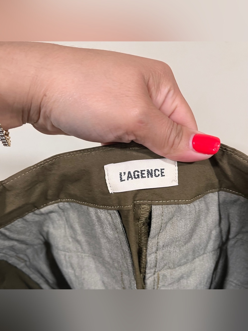 L'AGENCE Zoella High Rise Trousers Khaki Channing Cotton Cargo Twill Pants -24 - Picture 8 of 9